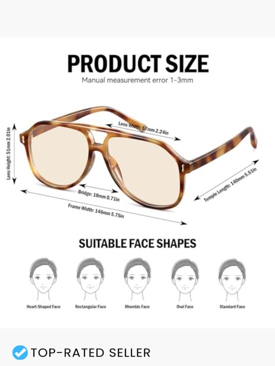 Oversized Square Aviator Sunglasses Retro 70s Thick Frame Double Bridge main image 7